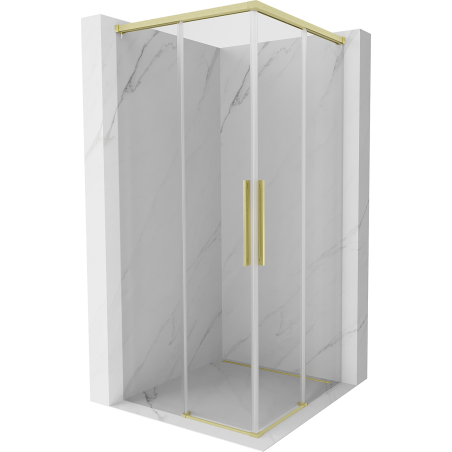 Mexen Rox Duo douchecabine schuifbaar 75 x 75 cm, transparant, geborsteld goud - 8C2D-075-075-55-00