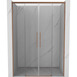 Mexen Rox Schiebetür-Duschwand 140 cm, transparent, gebürstetes Kupfer - 8C2-140-002-65-00