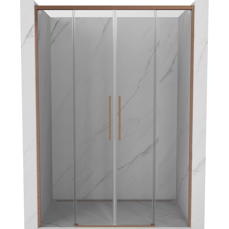 Mexen Rox portas de chuveiro deslizantes 140 cm, transparentes, cobre escovado - 8C2-140-002-65-00