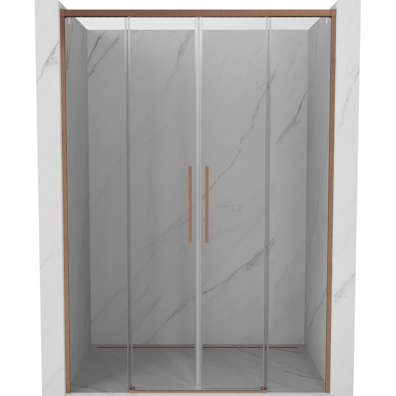 Mexen Rox Schiebetür-Duschwand 140 cm, transparent, gebürstetes Kupfer - 8C2-140-002-65-00