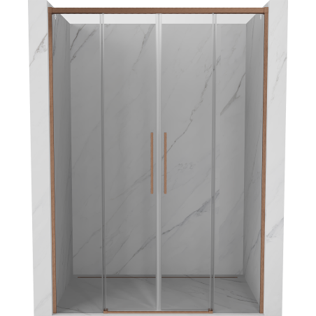 Mexen Rox Schiebetür-Duschwand 140 cm, transparent, gebürstetes Kupfer - 8C2-140-002-65-00