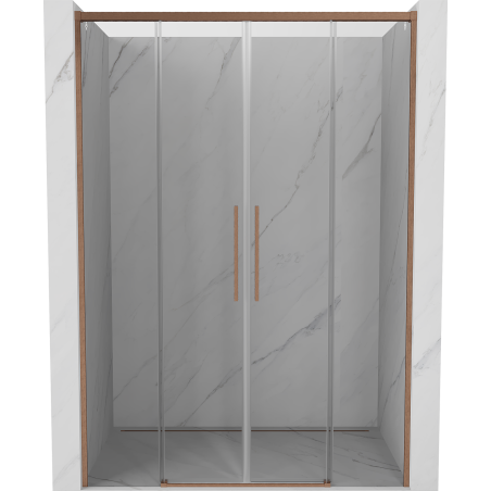 Mexen Rox Duo sliding shower door 150 cm, transparent, brushed copper - 8C2-150-002-65-00