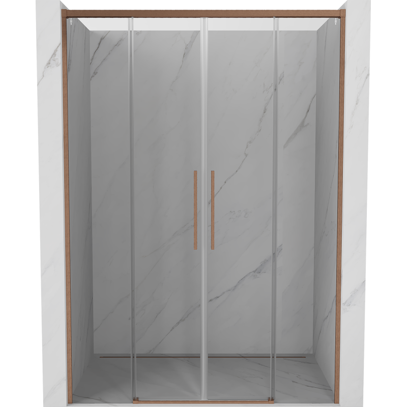 Mexen Rox puertas de ducha correderas 160 cm, transparente, cobre cepillado - 8C2-160-002-65-00