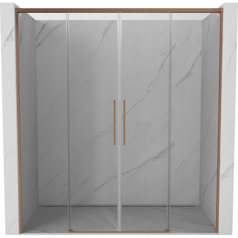 Mexen Rox porta doccia scorrevole 190 cm, trasparente, rame spazzolato - 8C2-190-002-65-00