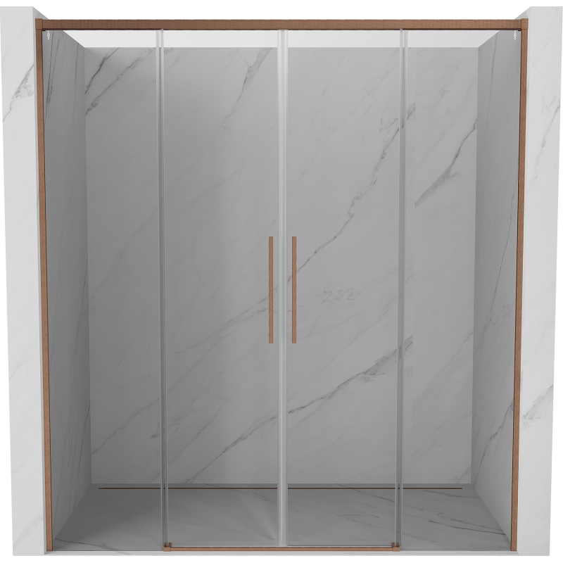 Mexen Rox Schiebetür Dusche 200 cm, transparent, gebürstetes Kupfer - 8C2-200-002-65-00