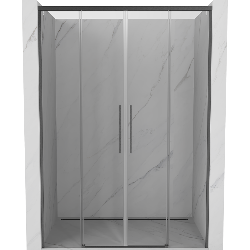 Mexen Rox Duo drzwi prysznicowe rozsuwane 140 cm, transparent, gun gray szczotkowany - 8C2-140-002-66-00