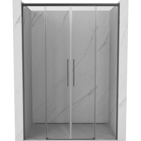 Mexen Rox Duo Sliding Shower Doors 140 cm, Transparent, Brushed Gun Gray - 8C2-140-002-66-00