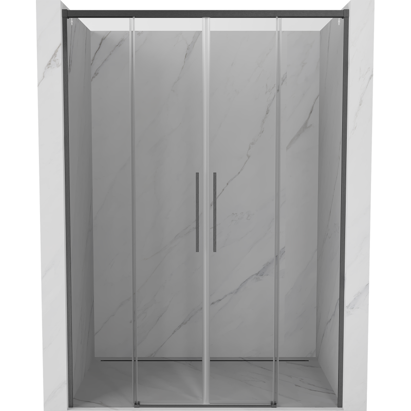 Mexen Rox Schiebetür-Duschwand 150 cm, transparent, gebürstetes Gun Gray - 8C2-150-002-66-00