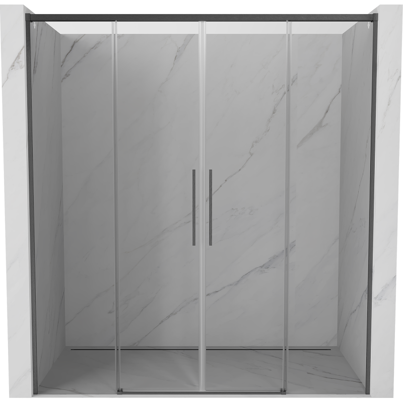 Mexen Rox Duo drzwi prysznicowe rozsuwane 190 cm, transparent, gun gray szczotkowany - 8C2-190-002-66-00