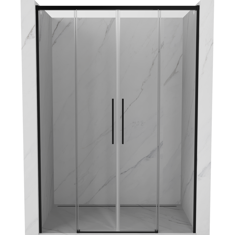 Mexen Rox Duo drzwi prysznicowe rozsuwane 150 cm, transparent, czarne - 8C2-150-002-70-00
