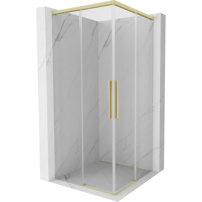Mexen Rox Duo cabine de douche coulissante 80 x 80 cm, transparente, or brossé - 8C2D-080-080-55-00