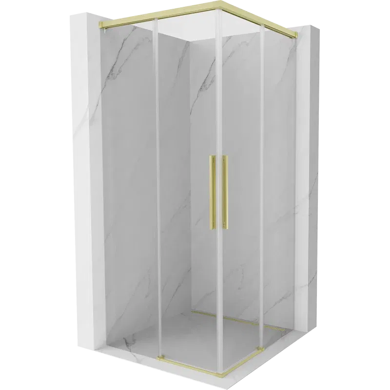 Mexen Rox Duo Duschkabine, Schiebetür 80 x 80 cm, transparent, gebürstetes Gold - 8C2D-080-080-55-00