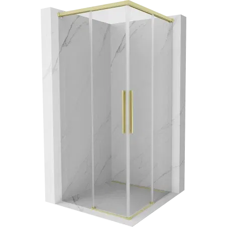 Mexen Rox Duo Duschkabine, Schiebetür 80 x 80 cm, transparent, gebürstetes Gold - 8C2D-080-080-55-00