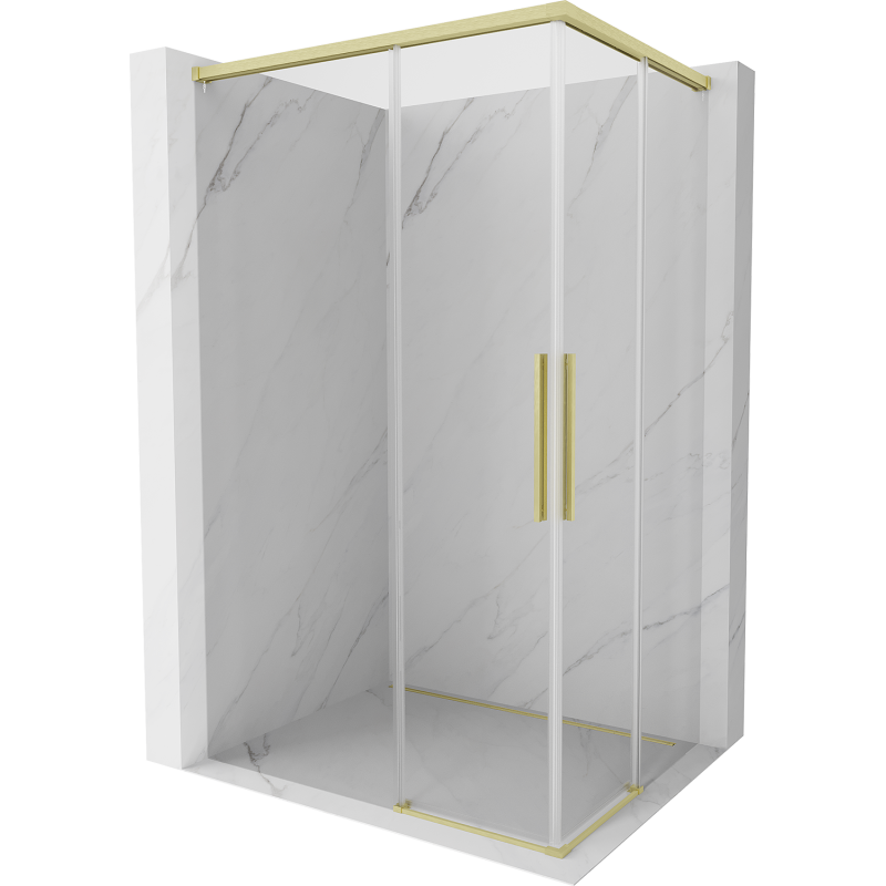 Mexen Rox Duo cabina doccia scorrevole 90 x 80 cm, trasparente, oro spazzolato - 8C2D-090-080-55-00