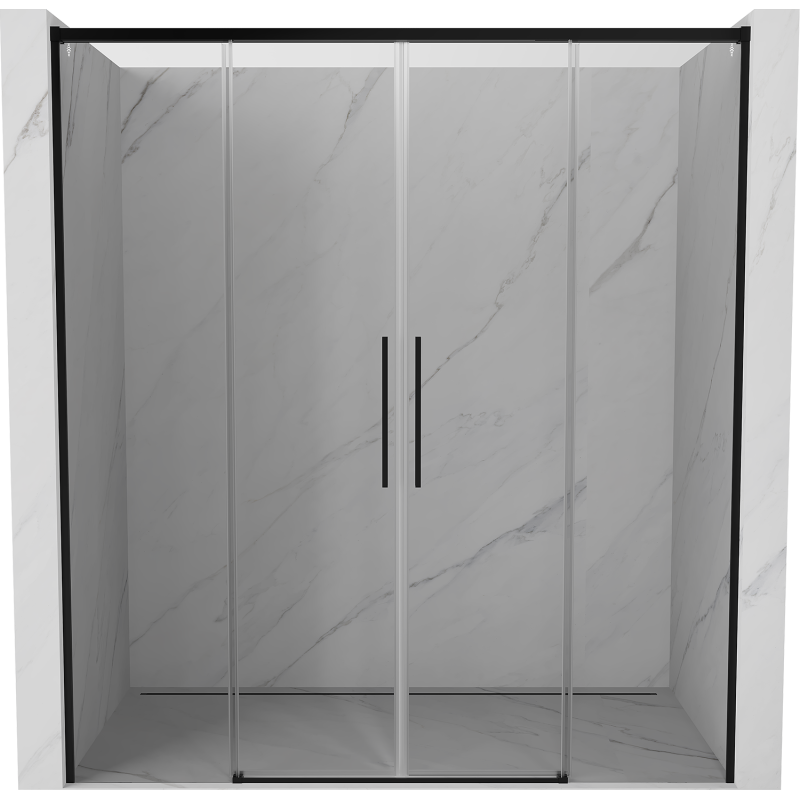 Mexen Rox Schiebetür-Duschwände 170 cm, transparent, schwarz - 8C2-170-002-70-00