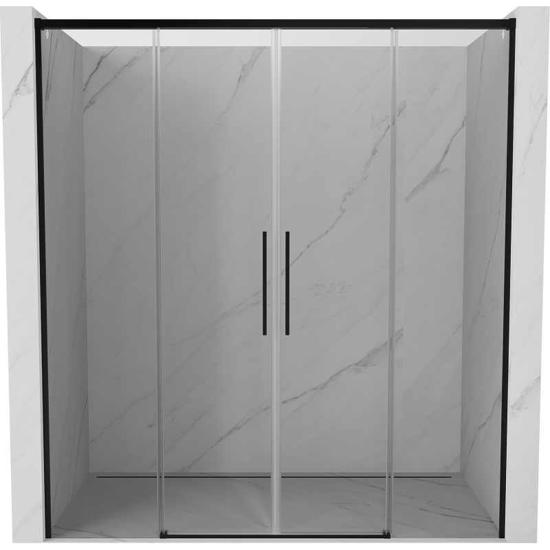 Mexen Rox Duo drzwi prysznicowe rozsuwane 180 cm, transparent, czarne - 8C2-180-002-70-00
