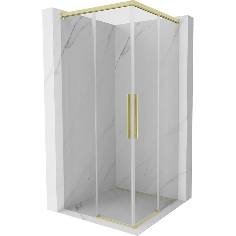 Mexen Rox Duo klizna tuš kabina 90 x 90 cm, prozirna, zlatna četkana - 8C2D-090-090-55-00