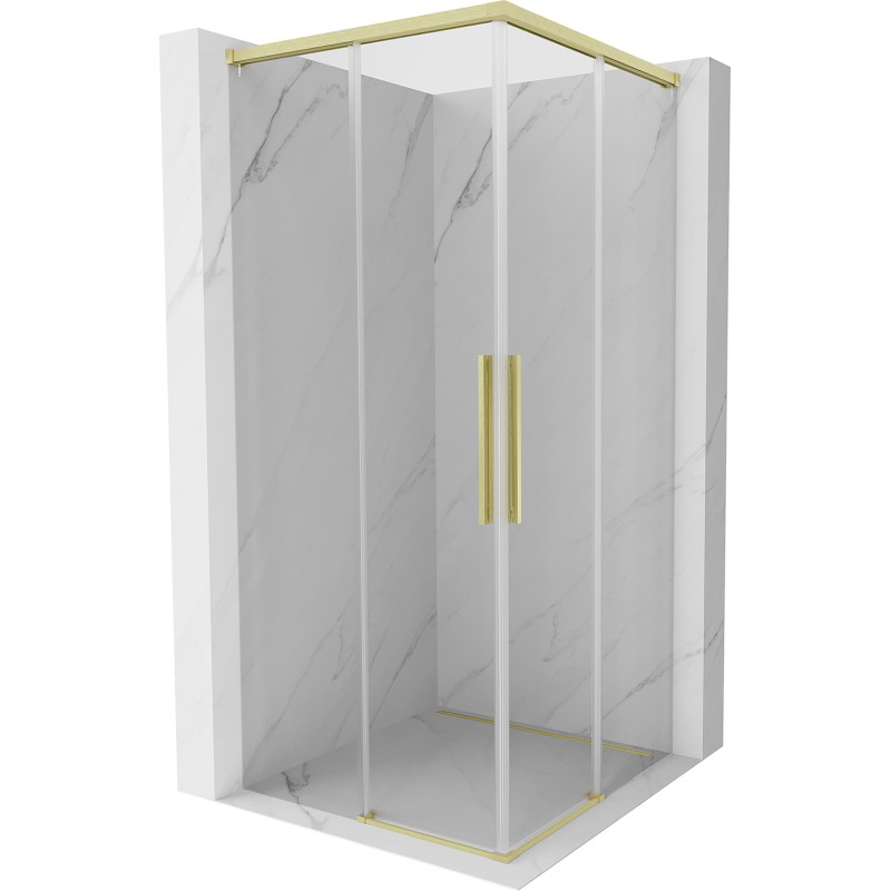 Mexen Rox Duo schuifbare douchecabine 110 x 110 cm, transparant, goud geborsteld - 8C2D-110-110-55-00