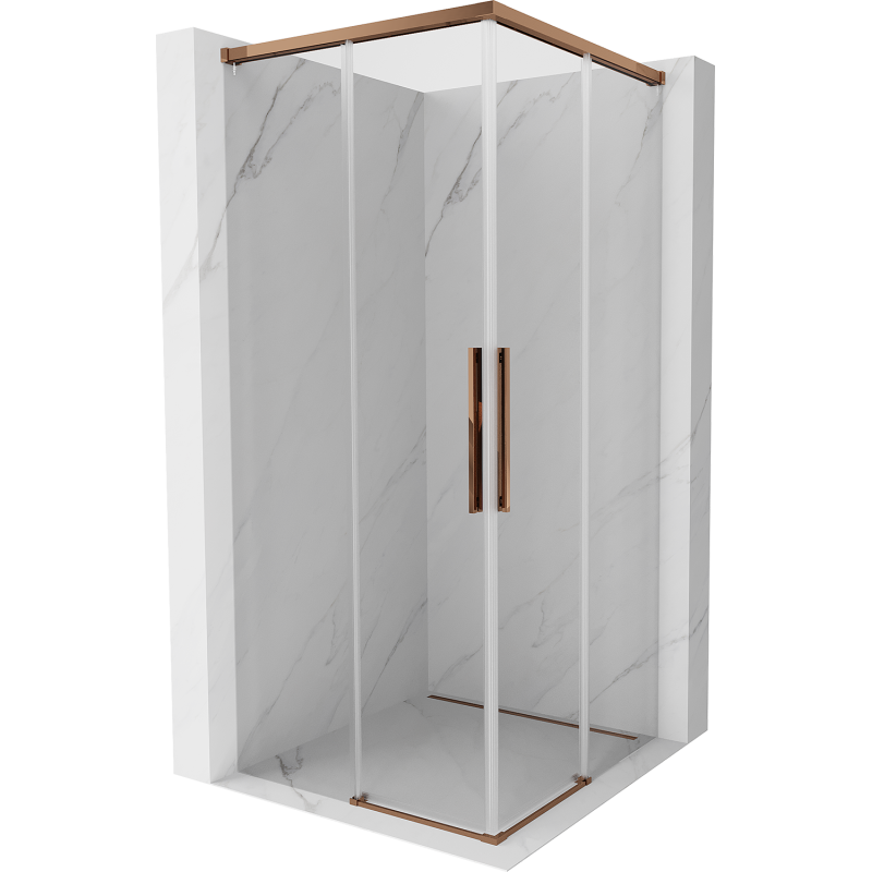 Mexen Rox Duo kabina prysznicowa rozsuwana 75 x 75 cm, transparent, różowe złoto - 8C2D-075-075-60-00