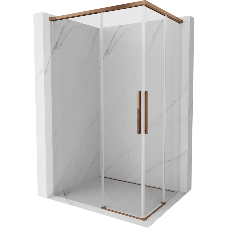 Mexen Rox Duo cabine de duche deslizante 100 x 75 cm, transparente, ouro rosa - 8C2D-100-075-60-00