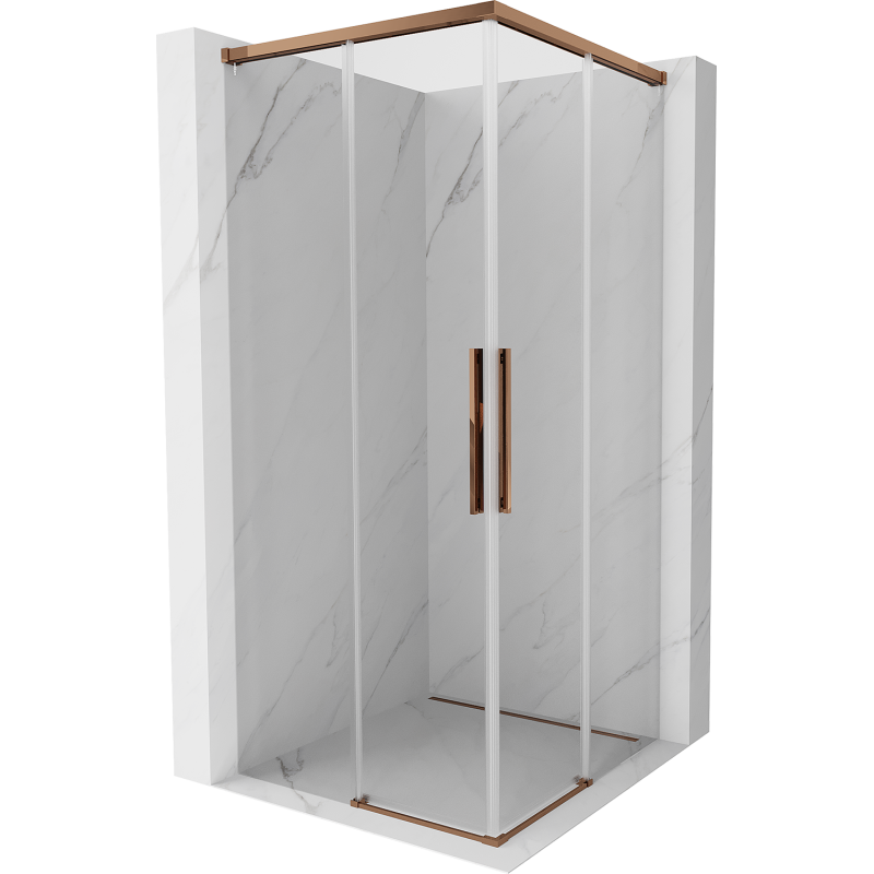 Mexen Rox Duo kabina prysznicowa rozsuwana 80 x 80 cm, transparent, różowe złoto - 8C2D-080-080-60-00