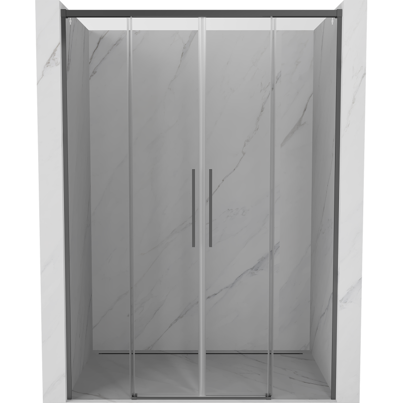 Mexen Rox porta doccia scorrevole 150 cm, trasparente, metallo canna di fucile - 8C2-150-002-95-00