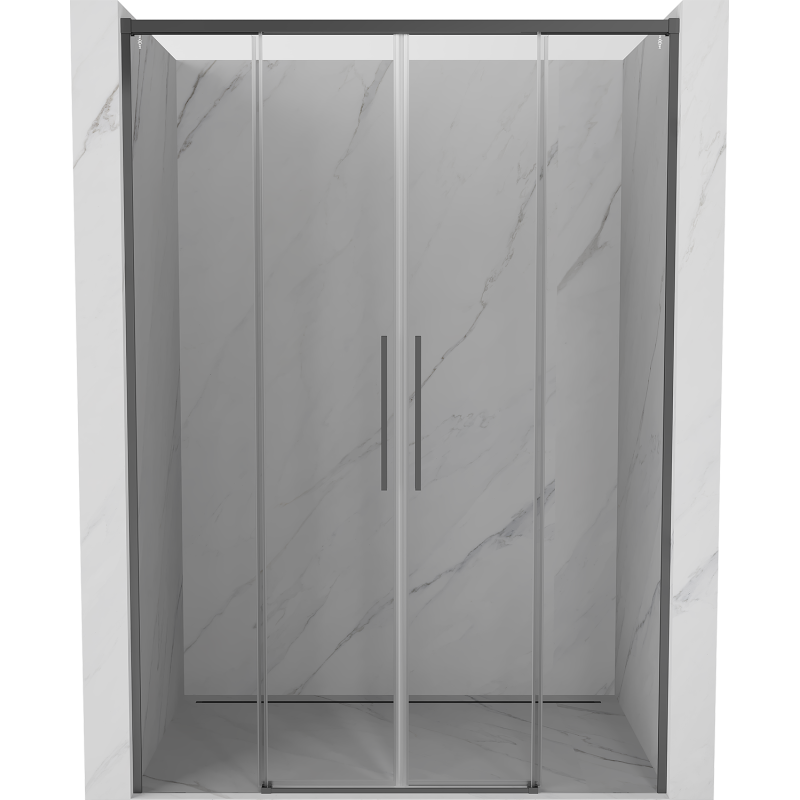 Mexen Rox Duo drzwi prysznicowe rozsuwane 160 cm, transparent, gun metal - 8C2-160-002-95-00