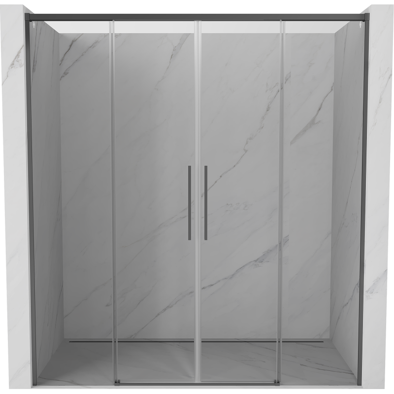 Mexen Rox Schiebetüren Duschwand 190 cm, transparent, Gun Metal - 8C2-190-002-95-00