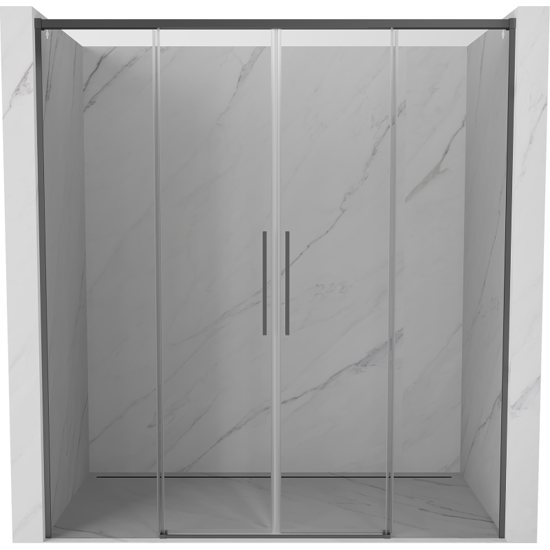 Mexen Rox Duo drzwi prysznicowe rozsuwane 200 cm, transparent, gun metal - 8C2-200-002-95-00