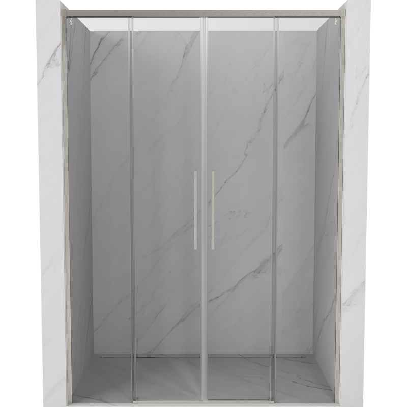 Mexen Rox Schiebetüren für Dusche 140 cm, transparent, gebürsteter Nickel - 8C2-140-002-97-00