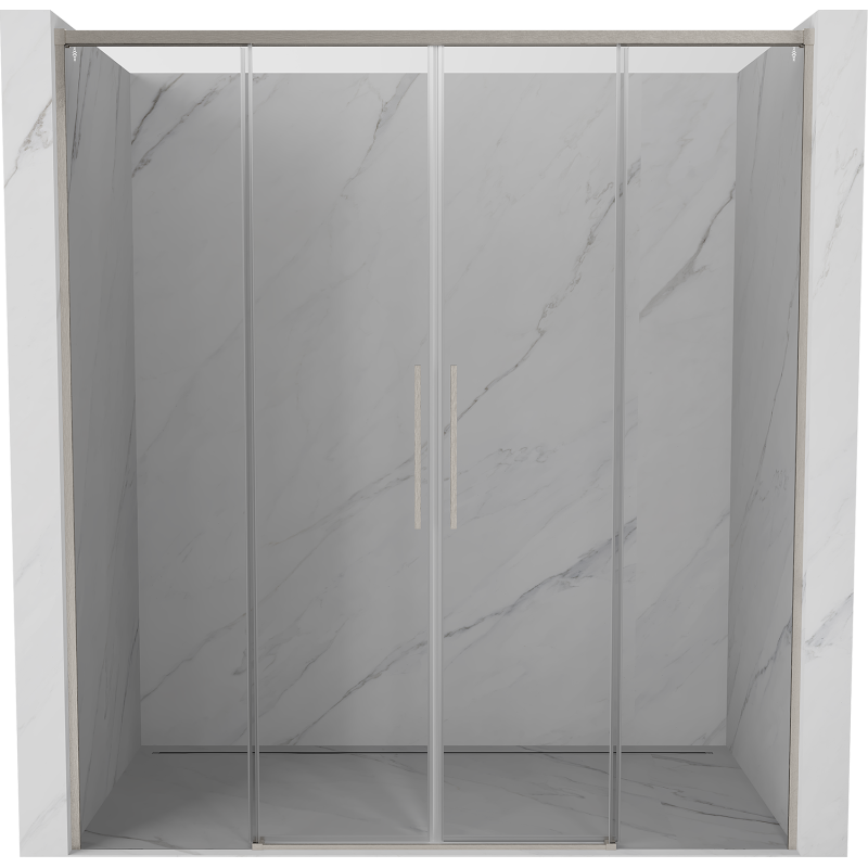 Mexen Rox Duo Schiebetür Dusche 190 cm, transparent, gebürsteter Nickel - 8C2-190-002-97-00