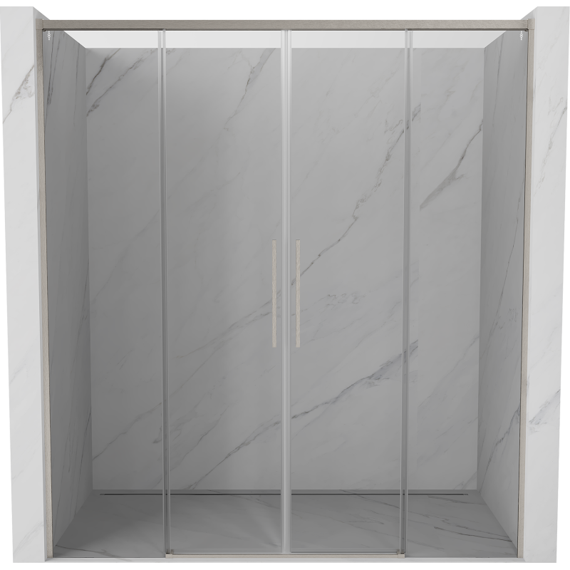 Mexen Rox Schiebeduschtür 200 cm, transparent, gebürsteter Nickel - 8C2-200-002-97-00