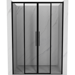 Mexen Rox Schiebetür Dusche 150 cm, schwarzer Rahmen, Schwarz - 8C2-150-002-70-70