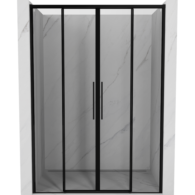 Mexen Rox Schiebetür Dusche 150 cm, schwarzer Rahmen, Schwarz - 8C2-150-002-70-70