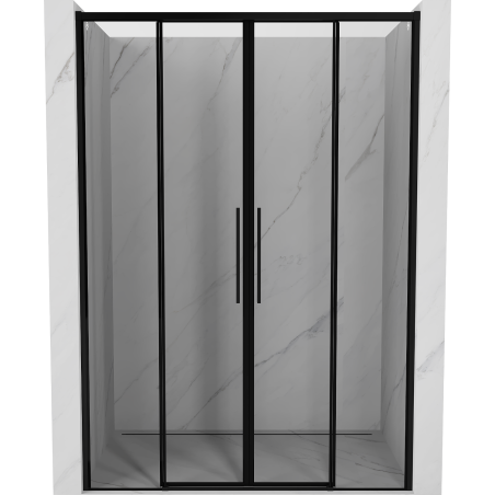 Mexen Rox Schiebetür Dusche 150 cm, schwarzer Rahmen, Schwarz - 8C2-150-002-70-70