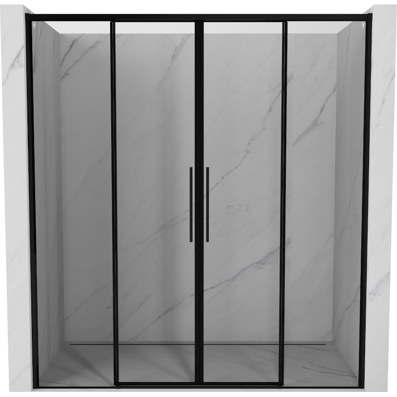 Mexen Rox Duo 170 cm Sliding Shower Doors, Black Frame, Black - 8C2-170-002-70-70
