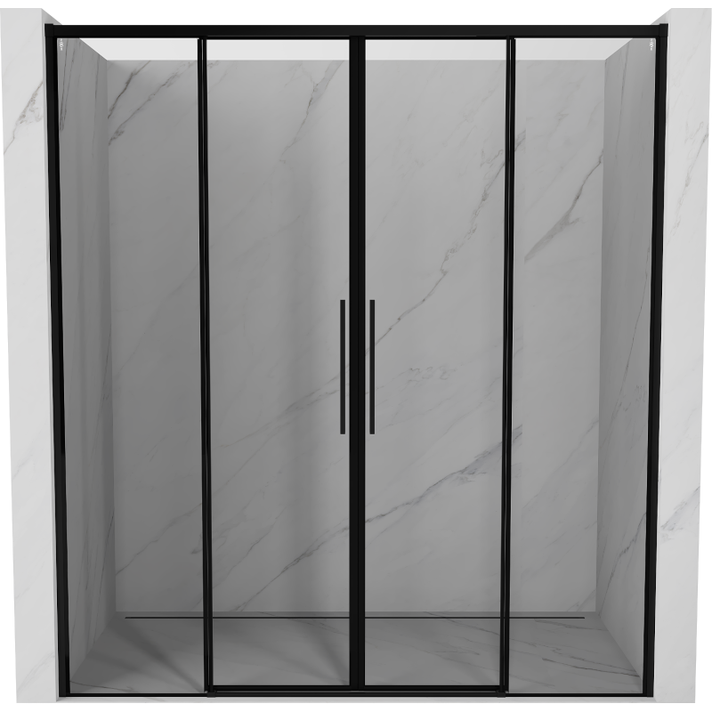 Mexen Rox porte de douche coulissante 180 cm, cadre noir, noir - 8C2-180-002-70-70