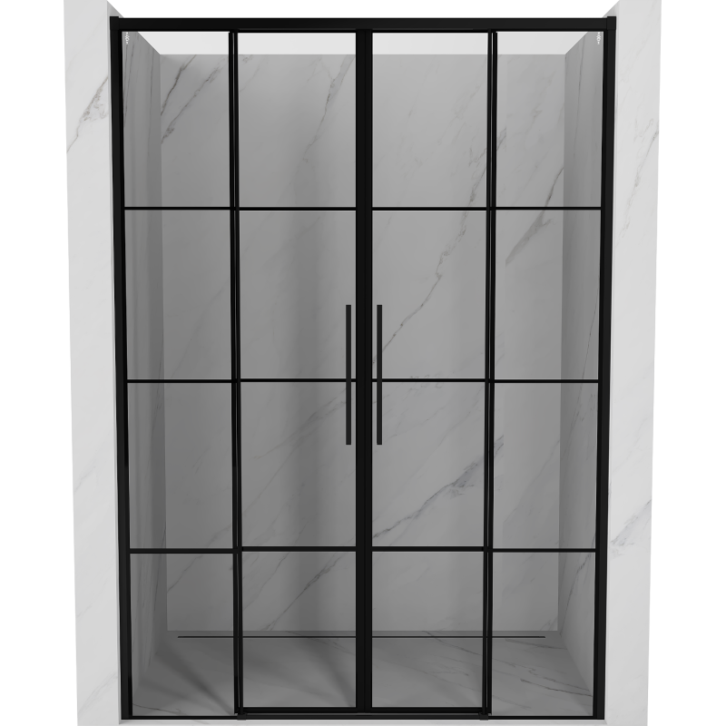 Mexen Rox Porta doccia scorrevole Duo 150 cm, griglia nera, nero - 8C2-150-002-70-77