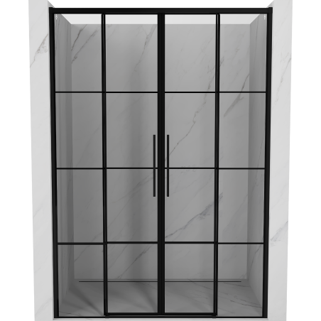 Mexen Rox Schiebetüren 150 cm, schwarzes Gitter, schwarz - 8C2-150-002-70-77
