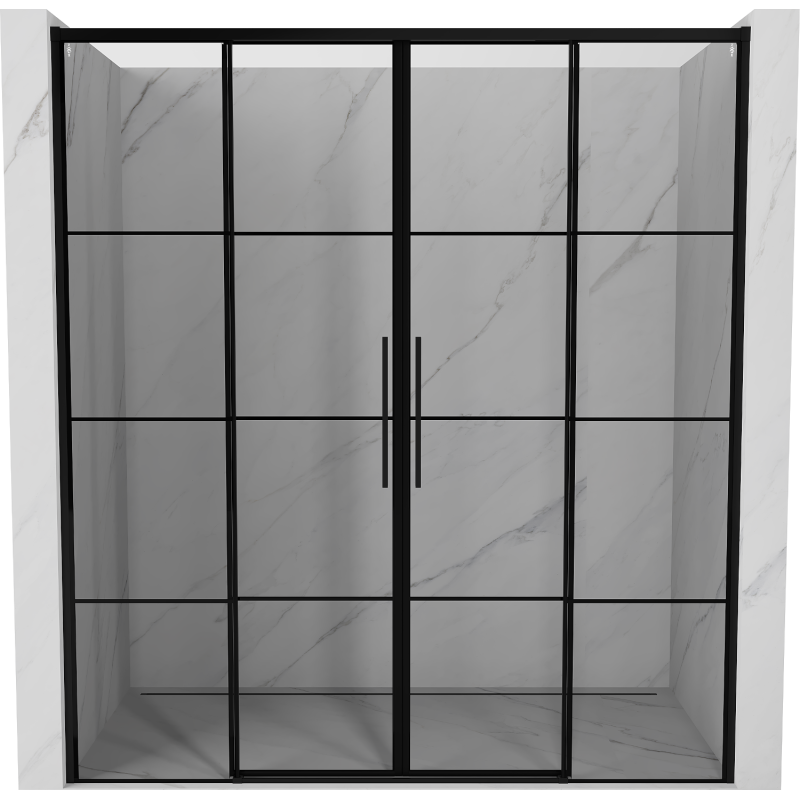 Mexen Rox Duo portas de duche deslizantes 190 cm, grelha preta, pretas - 8C2-190-002-70-77