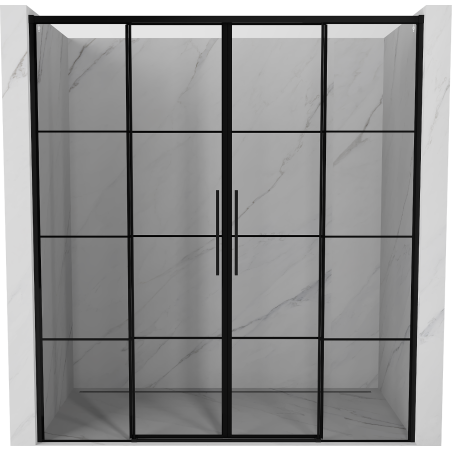 Mexen Rox Duo portas de duche deslizantes 190 cm, grelha preta, pretas - 8C2-190-002-70-77