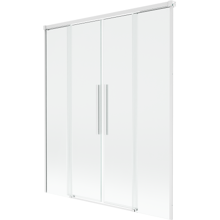 Mexen Rox Badewannenabtrennung, 2-flügelig, verschiebbar, 140 x 150 cm, transparent, weiß - 8C9-140-002-20-00