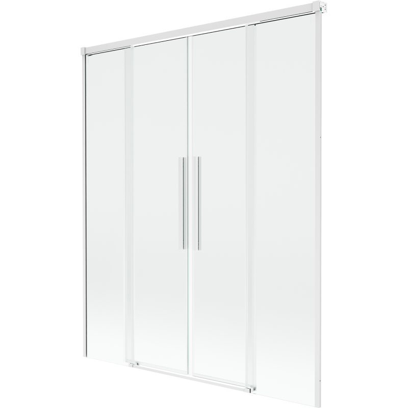 Mexen Rox parawan nawannowy 2-skrzydłowy rozsuwany 150 x 150 cm, transparent, biały - 8C9-150-002-20-00