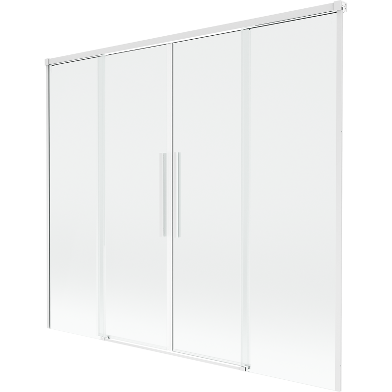 Mexen Rox Badewannenwand 2-flügelig, verschiebbar, 180 x 150 cm, transparent, weiß - 8C9-180-002-20-00