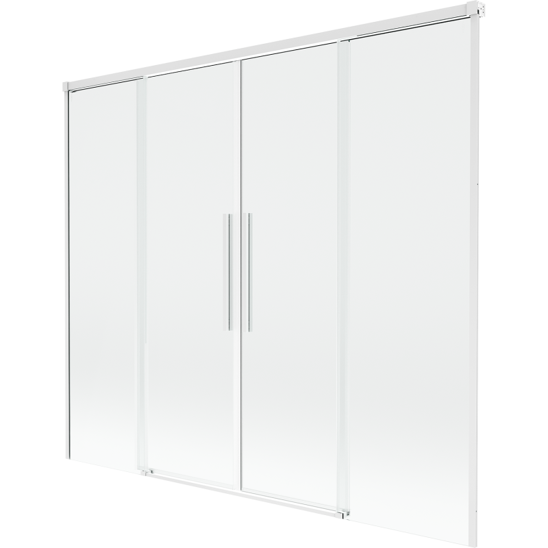 Mexen Rox parawan nawannowy 2-skrzydłowy rozsuwany 180 x 150 cm, transparent, biały - 8C9-180-002-20-00