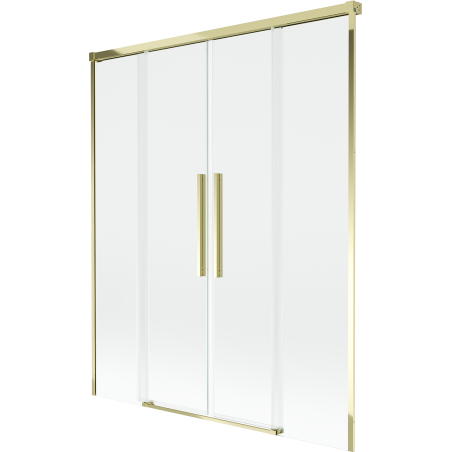 Mexen Rox zweiteilige, verschiebbare Badewannenabtrennung 140 x 150 cm, transparent, gold - 8C9-140-002-50-00