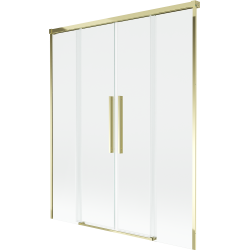 Mexen Rox Duschrollo 2-flügeliger, verschiebbarer, 150 x 150 cm, transparent, gold - 8C9-150-002-50-00