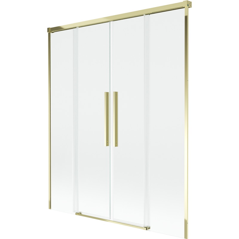 Mexen Rox parawan nawannowy 2-skrzydłowy rozsuwany 150 x 150 cm, transparent, złoty - 8C9-150-002-50-00
