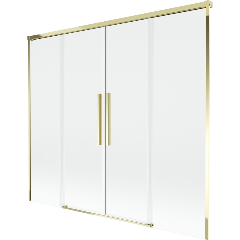 Mexen Rox mampara de baño de 2 hojas correderas 180 x 150 cm, transparente, dorado - 8C9-180-002-50-00