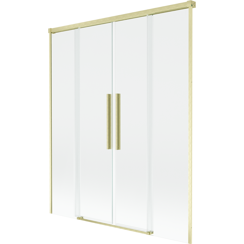 Mexen Rox divisória de banho de 2 painéis deslizantes 140 x 150 cm, transparente, dourado escovado - 8C9-140-002-55-00